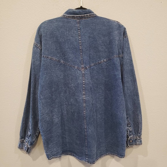 Pretty Bleu Cotton Large jean button down long sleeve - Picture 2 of 4